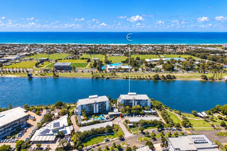 Lake Kawana and Birtinya from the air, looking to the ocean