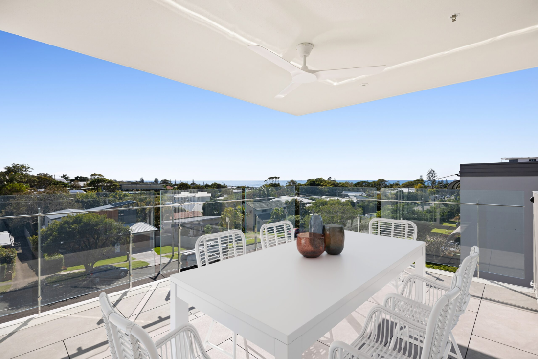 Private balcony with elevated ocean views at Residence 401, Ocean Rise Kings Beach