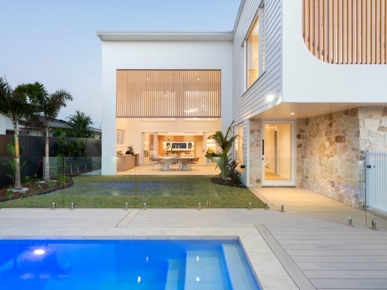 Modern Buddina home with a pool