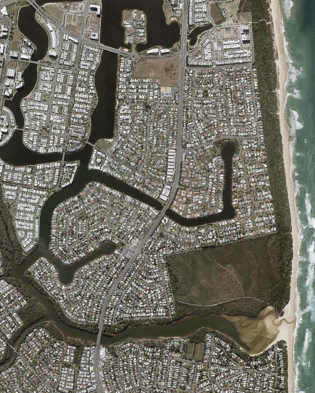 Aerial photograph of Wurtulla with numbered markers for verified local places