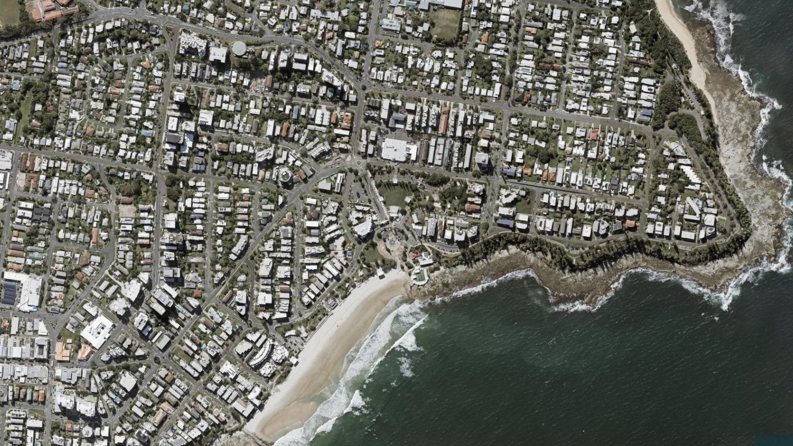 Aerial photograph of Kings Beach with numbered markers for verified local places